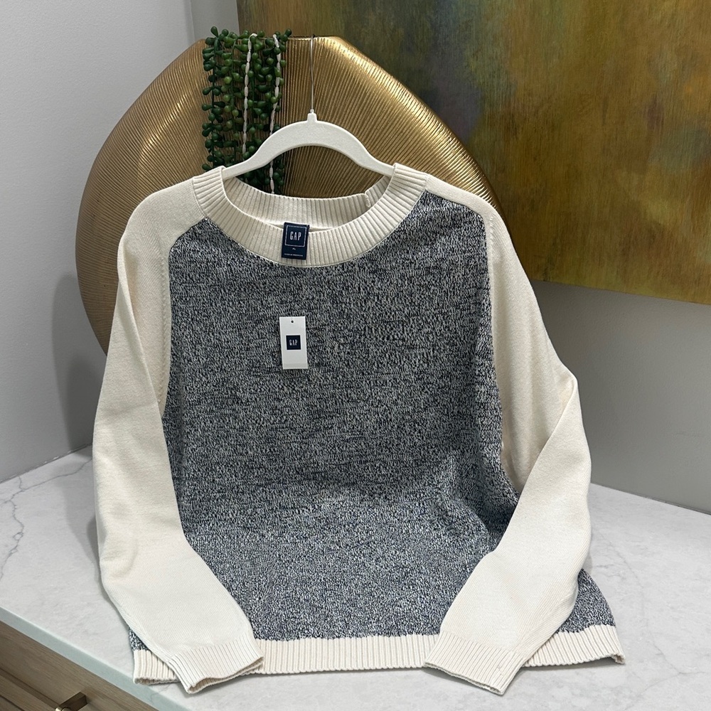 GAP Two-Tone Gray and Cream Sweater